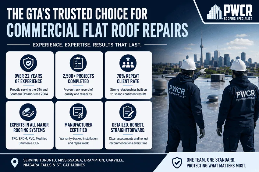PWCR commercial flat roof repair specialists serving the GTA