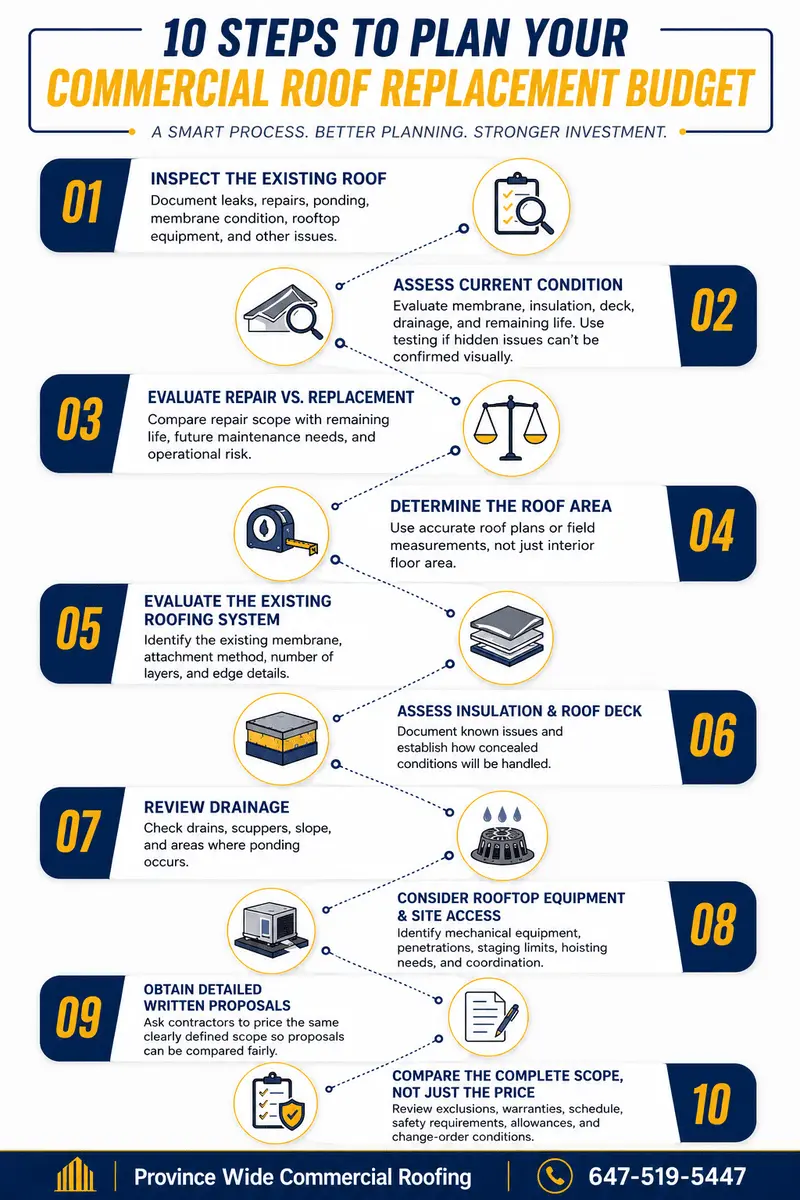 10 steps to plan a commercial roof replacement budget