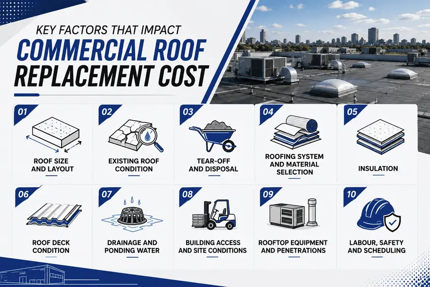 Factors affecting commercial roof replacement cost