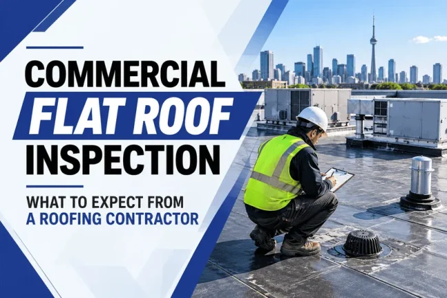 Commercial flat roof inspection by roofing contractor