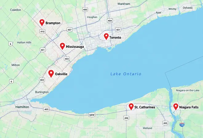 Commercial and industrial roofing service areas across the Greater Toronto Area and Niagara region